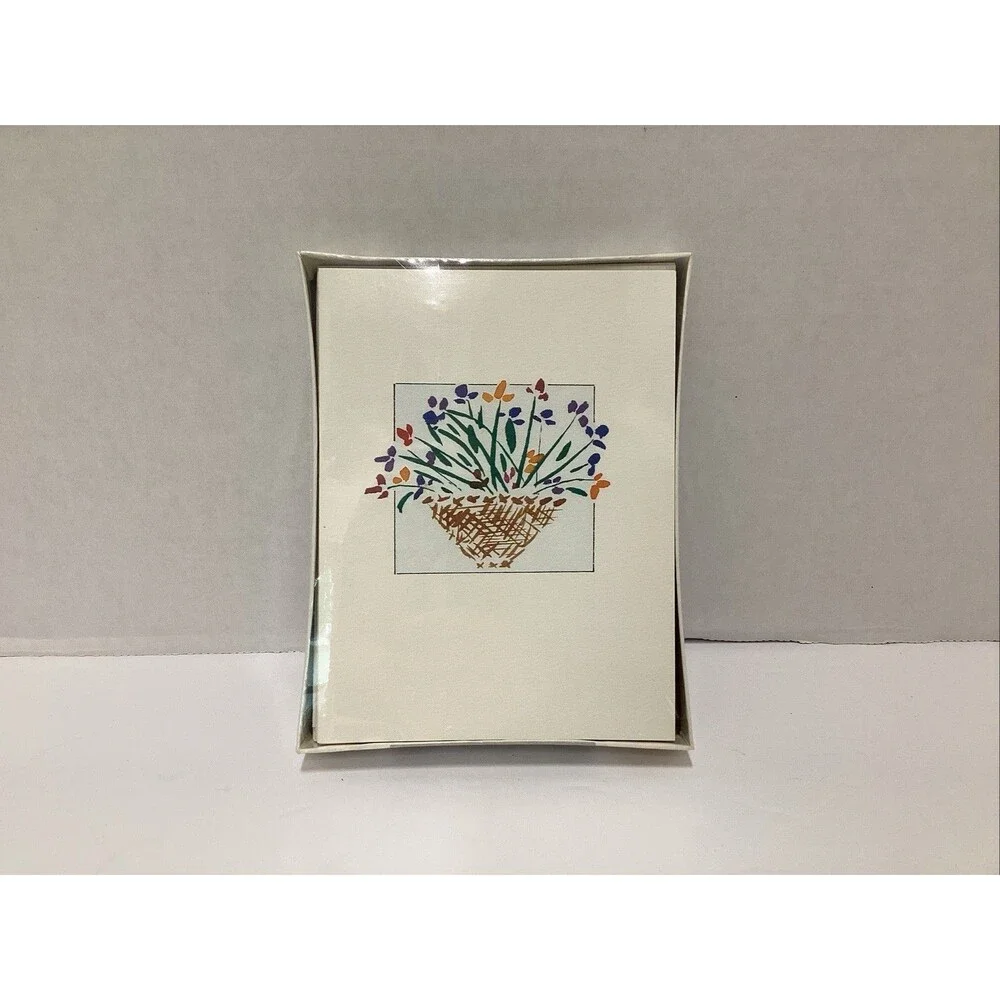 vtg anita beck stationery  reindeer house 10 notes all one kind cards flowers